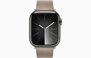 Apple Watch Series 9 // 41мм GPS+Cellular // Корпус из нержавеющей стали графитового цвета, ремешок каменного цвета с современной пряжкой (Modern Buckle), размер ремешка L