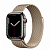 Купить Apple Watch Series 7 // 41мм GPS + Cellular // Корпус из нержавеющей стали графитового цвета, миланский сетчатый браслет золотого цвета