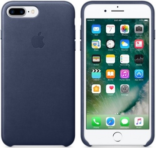 Кожаный чехол для iPhone 7+ (Plus)/8+ (Plus), тёмно-синий цвет, оригинальный Apple