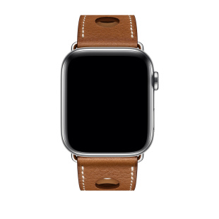 40/44 мм ремешок Manchette из кожи Barenia цвета Fauve с двойной пряжкой для Apple Watch Hermès