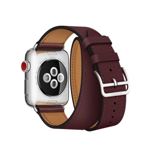 38/40 мм ремешок Double Tour из кожи Swift цвета Bordeaux, размер Regular (стандартный) для Apple Watch Hermès