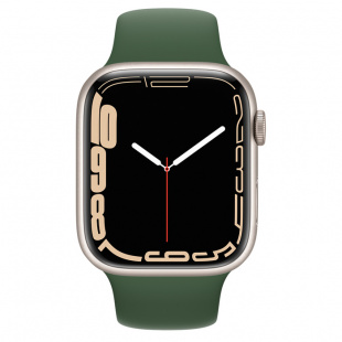 Apple Watch Series 7 // 45мм GPS // Корпус из алюминия цвета «сияющая звезда», спортивный ремешок цвета «зелёный клевер»