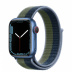 Apple Watch Series 7 // 41мм GPS + Cellular // Корпус из алюминия синего цвета, спортивный браслет цвета «синий омут/зелёный мох»