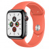 Apple Watch Series 5 // 44мм GPS + Cellular // Корпус из нержавеющей стали цвета «серый космос», спортивный ремешок цвета «спелый клементин»