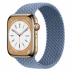 Apple Watch Series 8 // 45мм GPS + Cellular // Корпус из нержавеющей стали золотого цвета, плетёный монобраслет сланцево-синего цвета