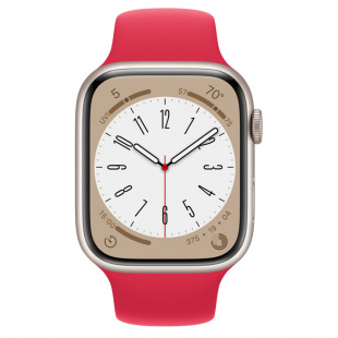 Apple Watch Series 8 // 45мм GPS // Корпус из алюминия цвета "сияющая звезда", спортивный ремешок цвета (PRODUCT)RED