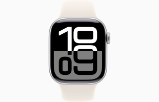 Apple Watch Series 10 // 42мм GPS // Корпус из алюминия серебристого цвета, спортивный ремешок цвета "сияющая звезда"