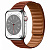 Купить Apple Watch Series 8 // 45мм GPS + Cellular // Корпус из нержавеющей стали серебристого цвета, кожаный браслет темно-коричневого цвета, размер ремешка S/M