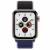 Apple Watch Series 5 // 44мм GPS + Cellular // Корпус из нержавеющей стали золотого цвета, спортивный браслет тёмно-синего цвета