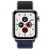Apple Watch Series 5 // 44мм GPS + Cellular // Корпус из нержавеющей стали золотого цвета, спортивный браслет тёмно-синего цвета