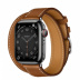 Apple Watch Series 7 Hermès // 41мм GPS + Cellular // Корпус из нержавеющей стали цвета «черный космос», ремешок Double Tour Attelage цвета Fauve