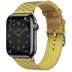 Apple Watch Series 7 Hermès // 45мм GPS + Cellular // Корпус из нержавеющей стали цвета «черный космос», ремешок Hermès Simple Tour Jumping цвета Kraft/Lime