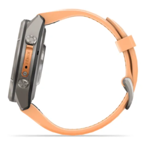 Мультиспортивные часы Garmin Fenix 9 Pro (43mm), титановый корпус, персиковый силиконовый ремешок (Shell Pink/Autumn Orange)