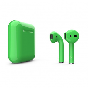 AirPods - беспроводные наушники с Qi - зарядным кейсом Apple (Салатовый, глянец)