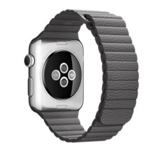 Apple Watch 42 мм, нержавеющая сталь, кожаный ремешок цвета «грозовое небо»
