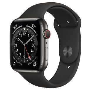 Apple Watch Series 6 // 40мм GPS + Cellular // Корпус из нержавеющей стали графитового цвета, спортивный ремешок черного цвета