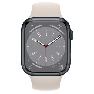 Apple Watch Series 8 // 41мм GPS // Корпус из алюминия цвета "темная ночь", спортивный ремешок цвета "сияющая звезда"
