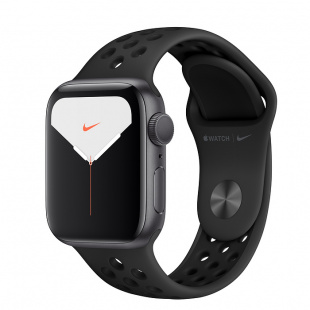 Apple Watch Series 5 // 40мм GPS // Корпус из алюминия цвета «серый космос», спортивный ремешок Nike цвета «антрацитовый/чёрный»