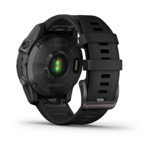 Мультиспортивные часы Garmin Fenix 7 (47mm) Sapphire Solar, титановый черный DLC корпус, черный силиконовый ремешок