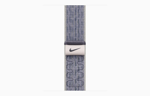 Apple Watch SE // 44мм GPS // Корпус из алюминия цвета «тёмная ночь», спортивный браслет Nike цвета «Серый/синий» (2024)