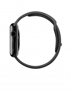 Apple Watch 42 мм, нержавеющая сталь цвета «чёрный космос», чёрный спортивный ремешок
