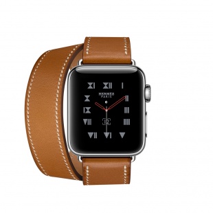 Apple Watch Series 3 Hermès // 38мм GPS + Cellular // Корпус из нержавеющей стали, ремешок Double Tour из кожи Swift цвета Barenia Leather (MQLJ2)