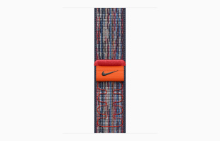 Apple Watch SE // 40мм GPS // Корпус из алюминия цвета «тёмная ночь», спортивный браслет Nike цвета «Синий/красный» (2024)