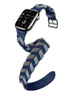 Apple Watch Series 9 Hermès // 41мм GPS+Cellular // Корпус из нержавеющей стали цвета "черный космос", ремешок Bridon Double Tour цвета Navy