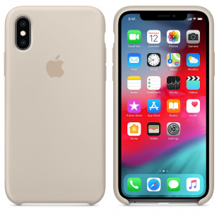 Силиконовый чехол для iPhone X / Xs, бежевый цвет, оригинальный Apple