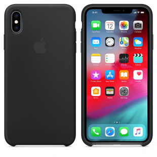 Силиконовый чехол для iPhone Xs Max, чёрный цвет, оригинальный Apple