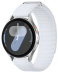 Samsung Galaxy Watch7 (44 мм) Wifi, серебристый корпус, текстильный браслет бело-голубого цвета