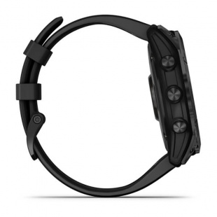 Мультиспортивные часы Garmin Fenix 7X (51mm) Sapphire Solar, титановый черный DLC корпус, черный силиконовый ремешок