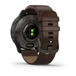 Умные часы Garmin Venu 2 Plus (43mm), серый корпус, коричневый кожаный ремешок