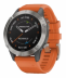 Мультиспортивные часы Garmin Fenix 6 (47mm) Sapphire титановый корпус, оранжевый силиконовый ремешок