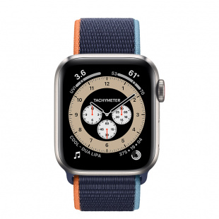 Apple Watch Series 6 // 44мм GPS + Cellular // Корпус из титана, спортивный браслет цвета «Тёмный ультрамарин»