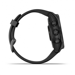 Мультиспортивные часы Garmin Fenix 7S (42mm) Solar, серый стальной корпус, черный силиконовый ремешок