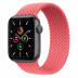 Apple Watch SE // 44мм GPS // Корпус из алюминия цвета «серый космос», плетёный монобраслет цвета «Розовый пунш» (2020)