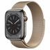 Apple Watch Series 8 // 45мм GPS + Cellular // Корпус из нержавеющей стали графитового цвета, миланский сетчатый браслет золотого цвета