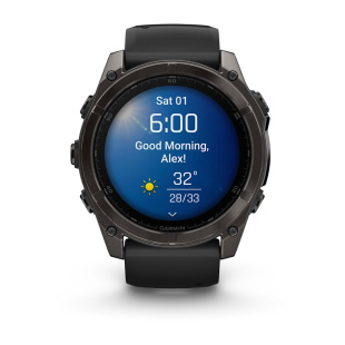 Мультиспортивные часы Garmin Fenix 8 (47mm), Sapphire, угольно-серый корпус с DLC-покрытием, пепельно-черный силиконовый ремешок