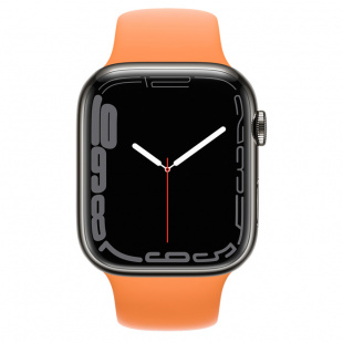 Apple Watch Series 7 // 41мм GPS + Cellular // Корпус из нержавеющей стали графитового цвета, спортивный ремешок цвета «весенняя мимоза»