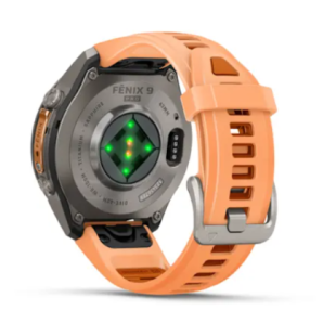 Мультиспортивные часы Garmin Fenix 9 Pro (43mm), титановый корпус, персиковый силиконовый ремешок (Shell Pink/Autumn Orange)