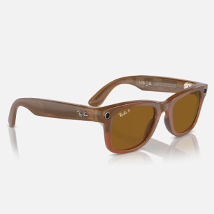 Умные очки Ray-Ban Stories Wayfarer (Коричневая (карамельная) глянцевая оправа, коричневые линзы)