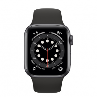 Apple Watch Series 6 // 44мм GPS + Cellular // Корпус из алюминия цвета «серый космос», спортивный ремешок черного цвета