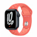Apple Watch Series 7 // 41мм GPS // Корпус из алюминия цвета «тёмная ночь», спортивный ремешок Nike цвета «волшебная искра/нежная заря»
