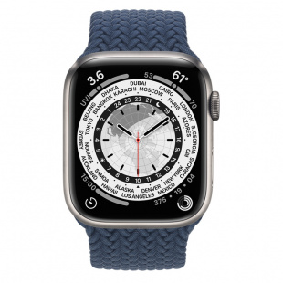 Apple Watch Series 7 // 45мм GPS + Cellular // Корпус из титана, плетёный монобраслет цвета «синий омут»