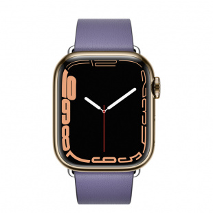 Apple Watch Series 7 // 41мм GPS + Cellular // Корпус из нержавеющей стали золотого цвета, ремешок цвета «сиреневая глициния» с современной пряжкой (Modern Buckle), размер ремешка M