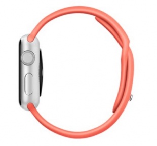 Apple Watch Sport 38 мм, серебристый алюминий, спортивный ремешок абрикосового цвета