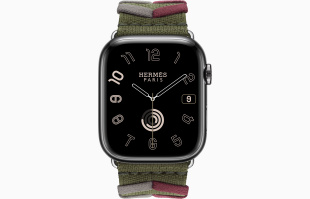 Apple Watch Series 9 Hermès // 45мм GPS+Cellular // Корпус из нержавеющей стали цвета "черный космос", ремешок Bridon Single Tour цвета Kaki