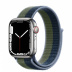 Apple Watch Series 7 // 41мм GPS + Cellular // Корпус из нержавеющей стали серебристого цвета, спортивный браслет цвета «синий омут/зелёный мох»