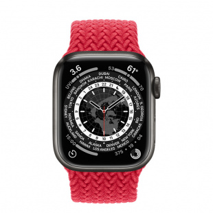 Apple Watch Series 7 // 41мм GPS + Cellular // Корпус из титана цвета «черный космос», плетёный монобраслет цвета (PRODUCT)RED